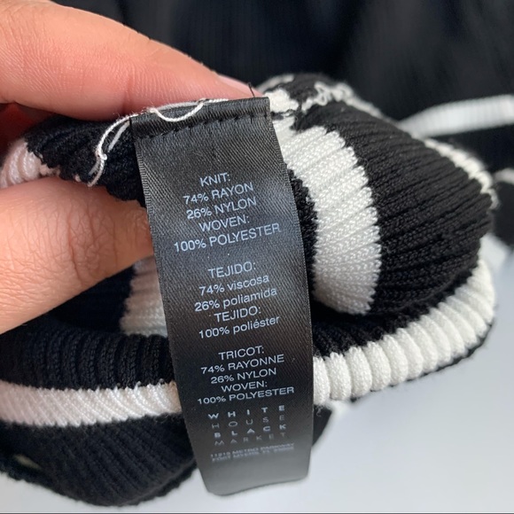 WHBM Ruffle Sleeve Striped Sweater Black White XS - Picture 5 of 6